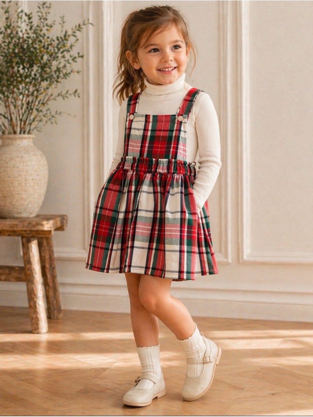 Tommy Bahama Red and Green Plaid Kids Dress